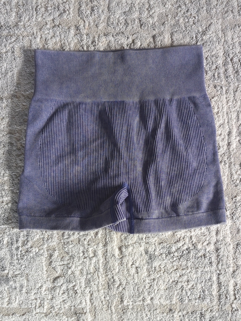 Purple Ribbed High-Waist Athletic Shorts Size Small